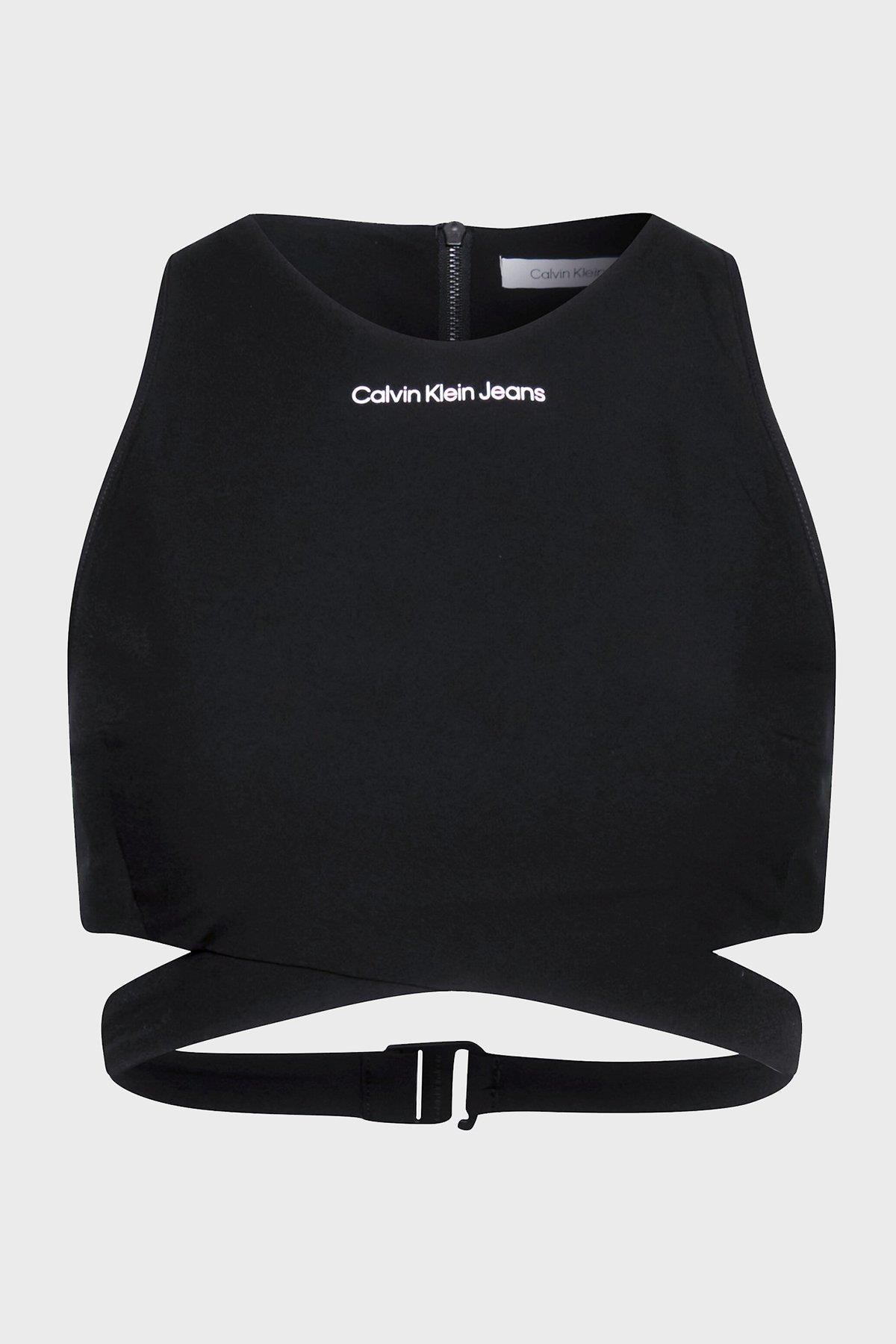 Calvin Klein Calvin Kleın Kadın Marka Logo Detaylı Slim Fit Crop Siyah Gömlek J20J221068-BEH