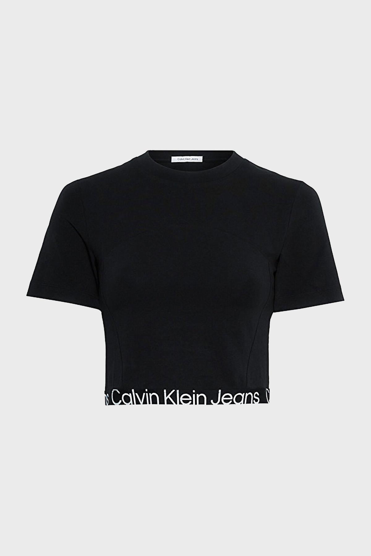 Calvin Klein Calvin Kleın Kadın Marka Logo Detaylı Kısa Kollu Yuvarlak Yakalı Siyah T-Shirt J20J222189-BEH