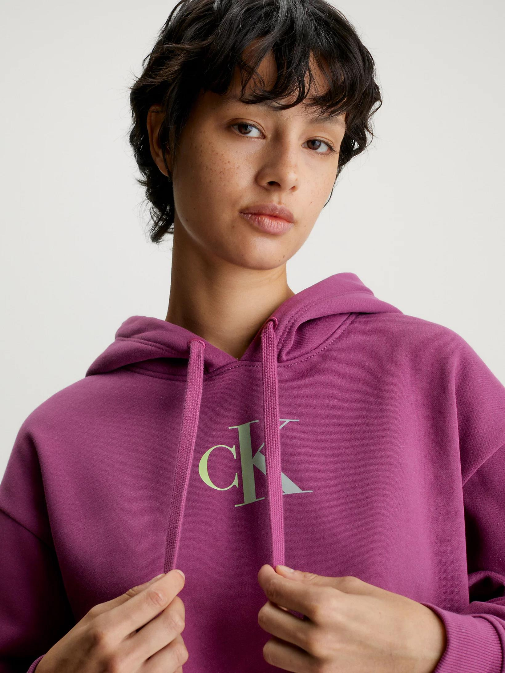 Calvin Klein Calvin Kleın Kadın Marka Logolu Uzun Kollu Rahat Mor Sweatshirt J20J222346-VAC