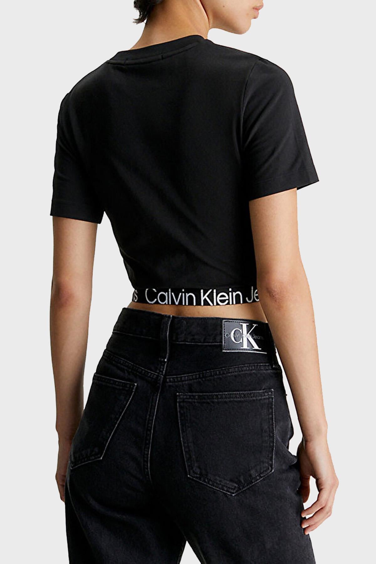 Calvin Klein Calvin Kleın Kadın Marka Logo Detaylı Kısa Kollu Yuvarlak Yakalı Siyah T-Shirt J20J222189-BEH