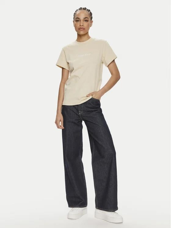Calvin Klein Calvin Kleın Kadın Marka Logolu Sıfır Yaka Bol Kesim Kollu Gri T-Shirt K20K205448-PGD