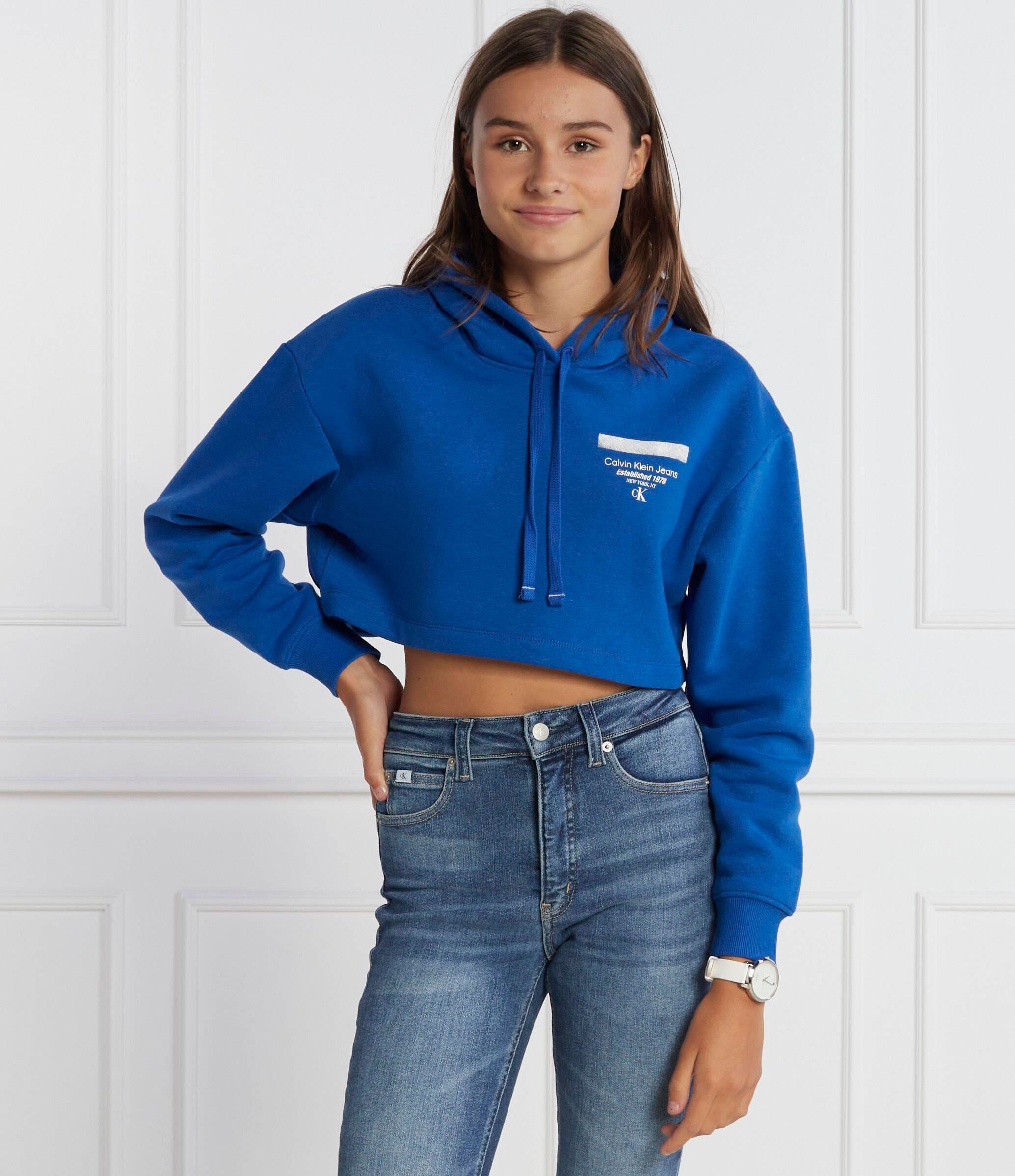 Calvin Klein Calvin Kleın Kadın Marka Logolu Uzun Kollu Rahat Mavi Sweatshirt J20J221945-C6X