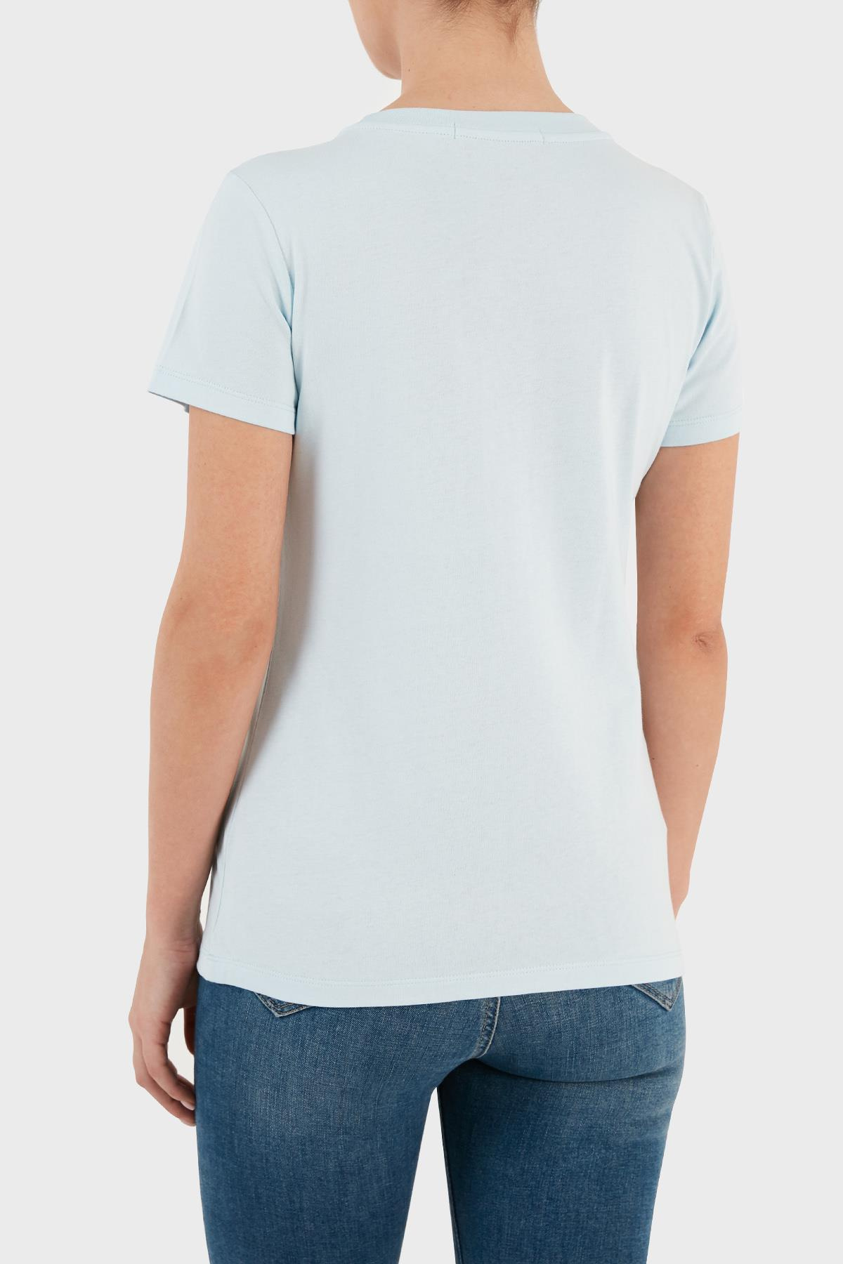 Calvin Klein Calvin Kleın Kadın Marka Logolu Pamuklu Günlük Kullanım Mavi T-Shirt J20J222961-CYR