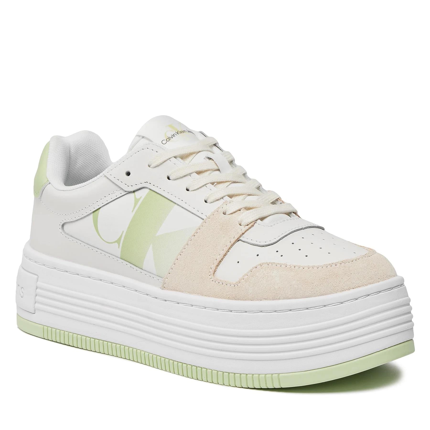 Calvin Klein Calvin Kleın Kadın Marka Logolu Bağcıklı Kaydırmaz Tabanlı Günlük Beyaz1 Sneaker YW0YW01308-02U