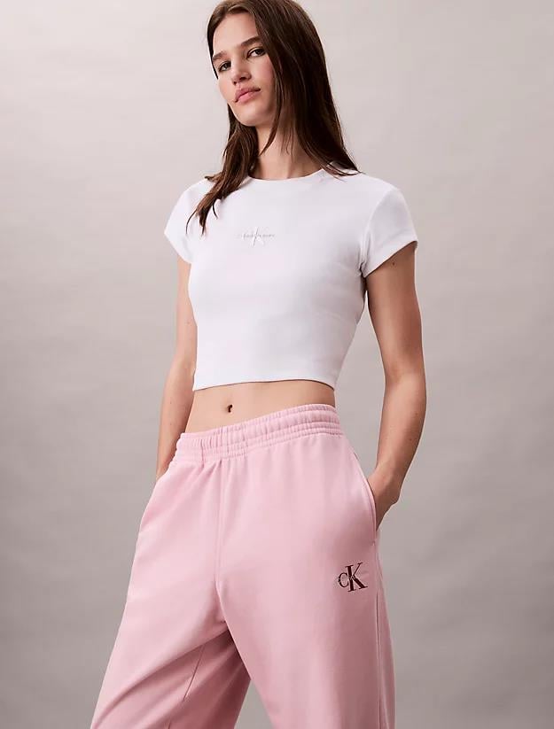Calvin Klein Calvin Klein Kadın Normal Kesim Beli ve Paçası Lastikli Pamuk Karışımlı CK Logolu Pembe Eşofman Altı LV047B235G-TE0