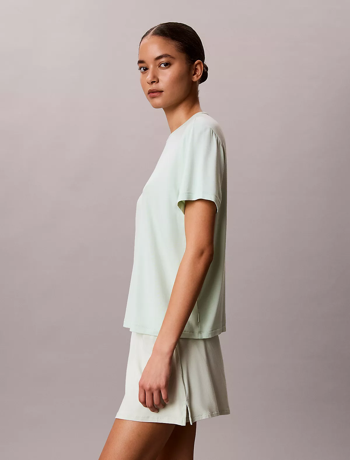 Calvin Klein Calvin Klein Kadın Normal Kalıp Esnek Modal Kumaşlı Yuvarlak Yakalı Kısa Kollu Yeşil Pijama Üstü LV00QS7435-492