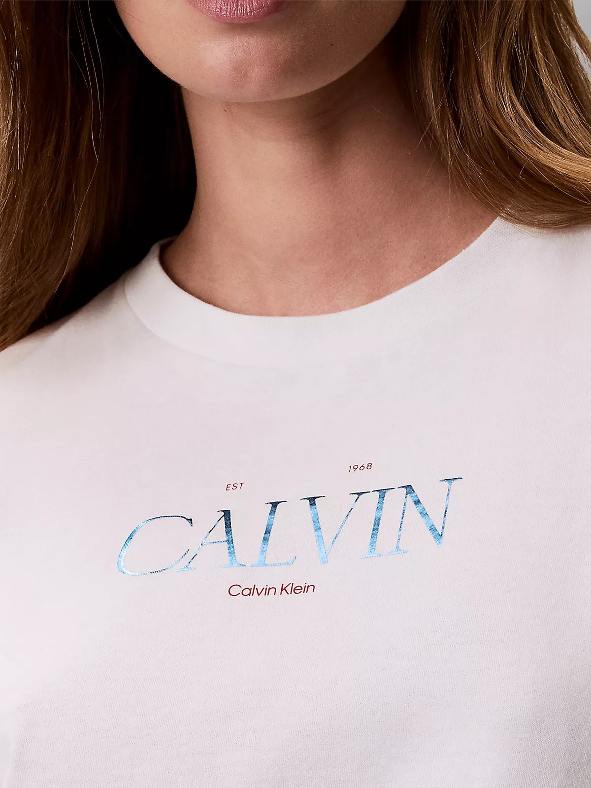 Calvin Klein Calvin Klein Kadın Normal Kalıp Logo Baskılı Pamuklu Kısa Kollu Beyaz T-Shirt LV047G806G-YAS
