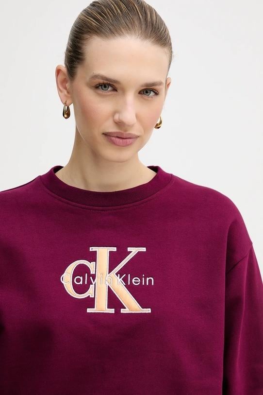 Calvin Klein Calvin Klein Kadın Normal Kalıp Pamuklu Logo İşlemeli Uzun Kollu Mor Sweatshirt LV047E825G-2E5