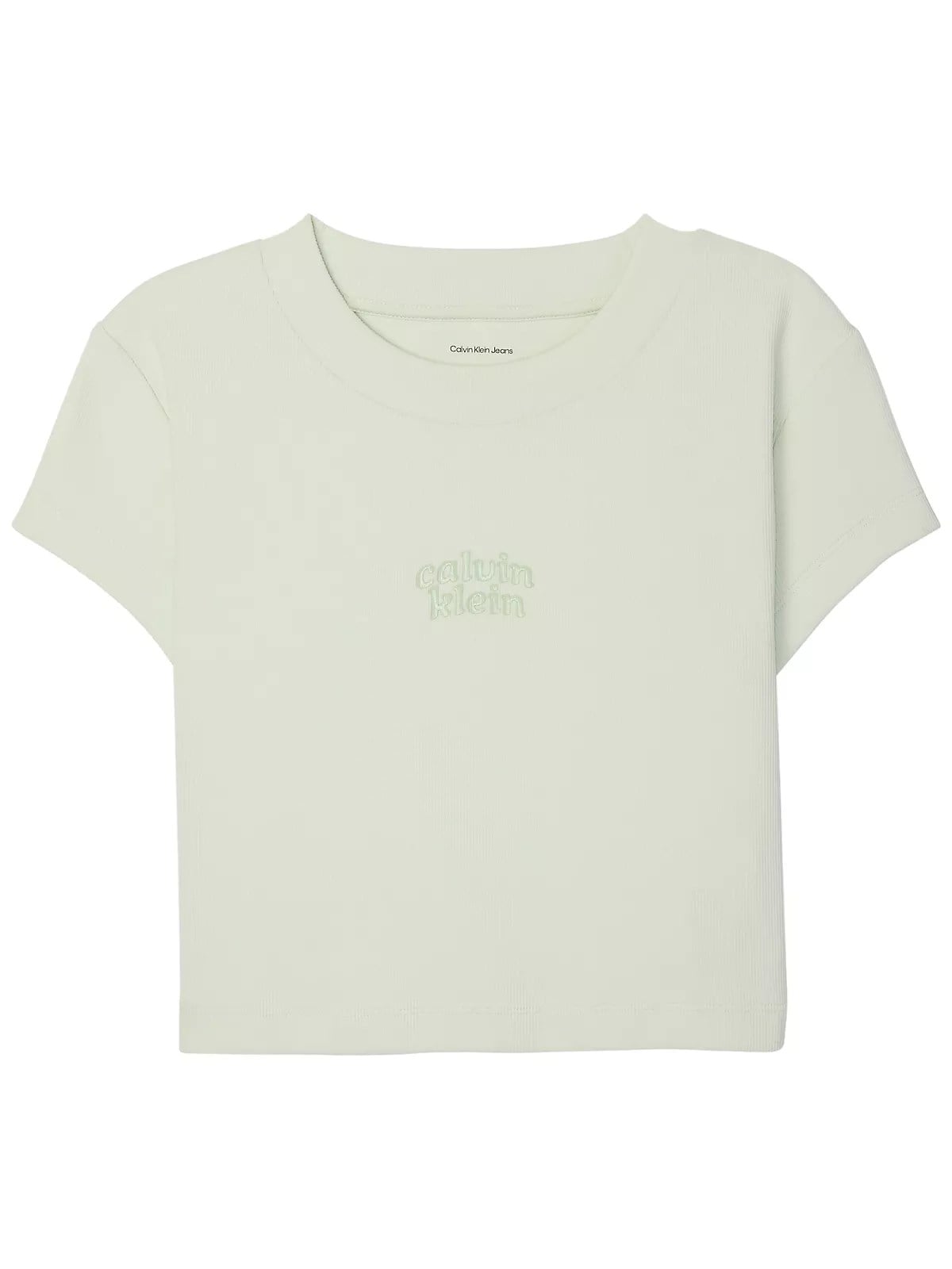 Calvin Klein Calvin Klein Kadın Normal Kalıp Logo Baskılı Yuvarlak Yakalı Pamuklu Kısa Kollu Crop Krem T-Shirt LV047G828G-4C8