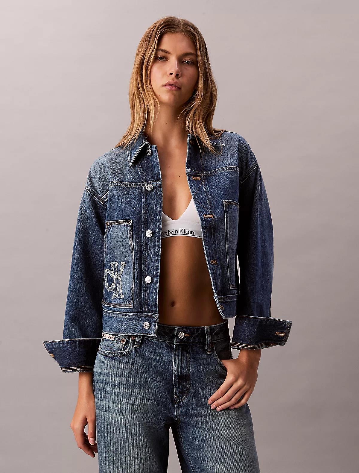 Calvin Klein Calvin Klein Kadın Normal Kalıp CK Logolu Crop Lacivert Ceket LV047E906G-3NL