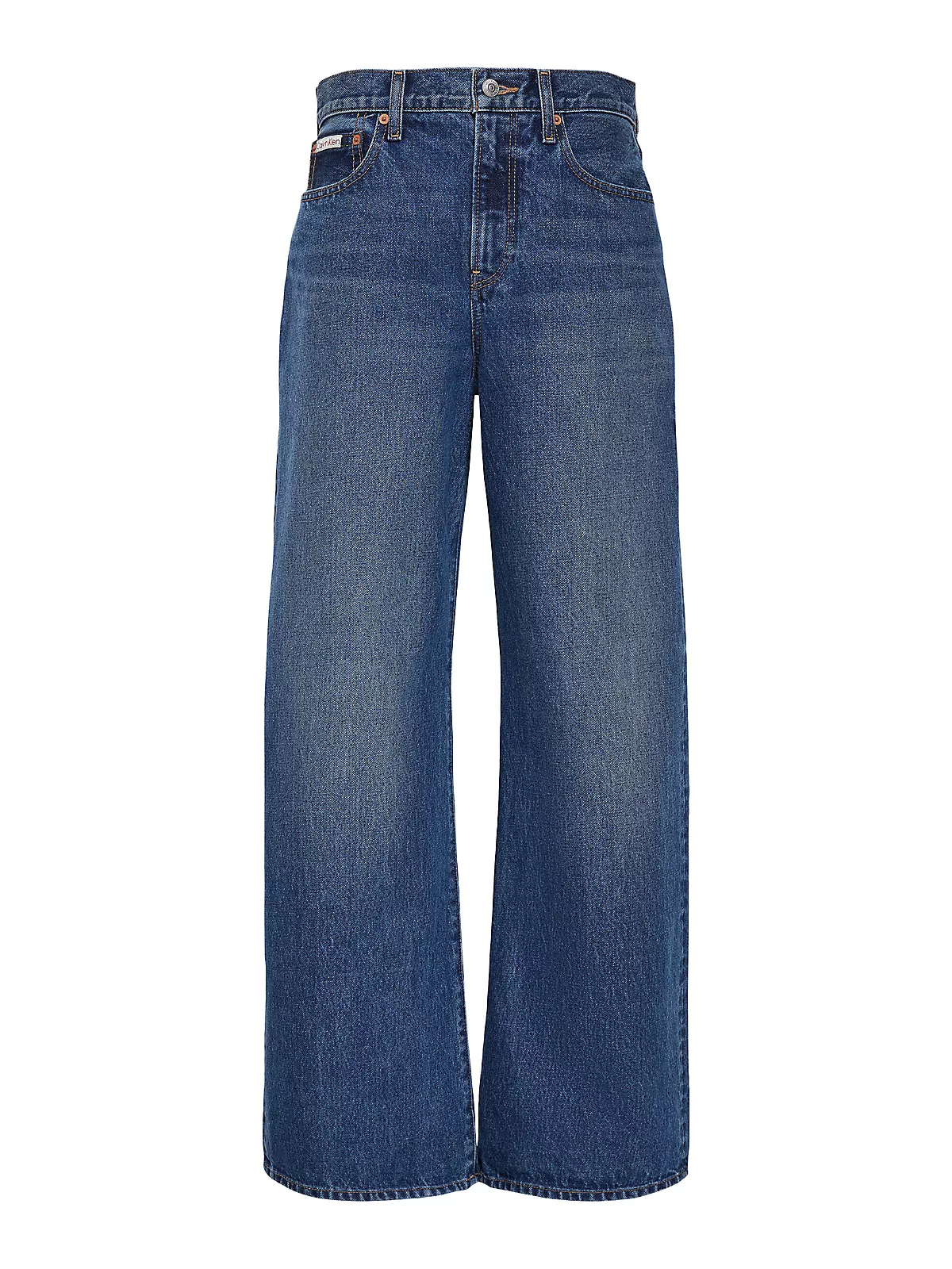 Calvin Klein Calvin Klein Kadın Normal Kesim Yüksek Bel Geniş Paça Pamuklu Denim Mavi Jeans LV047F727G-SD3
