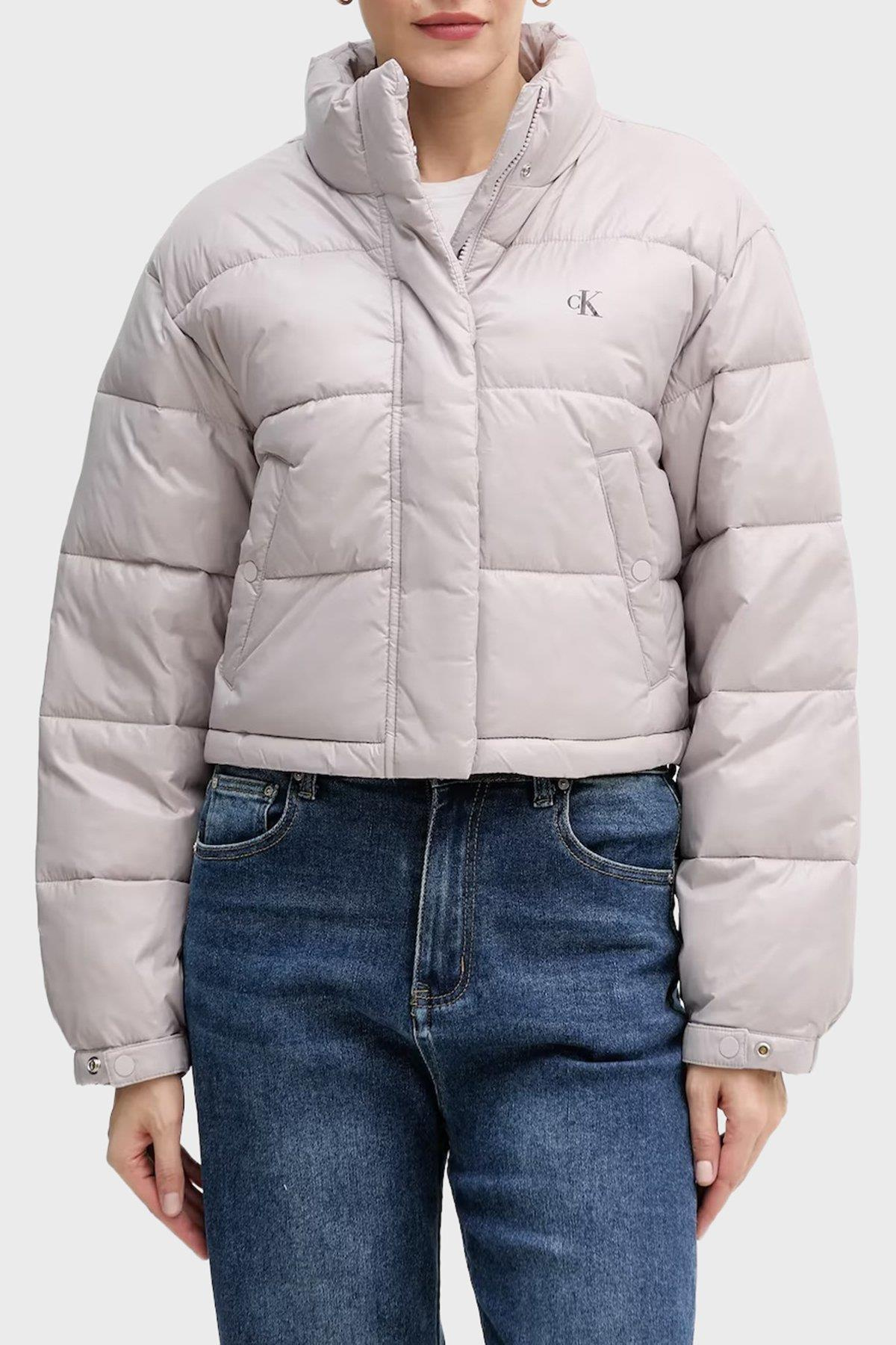 Calvin Klein Calvin Klein Kadın Normal Kalıp Kapitone Desenli Dolgulu Dik Yaka Gri Ceket LV047D504G-QJL
