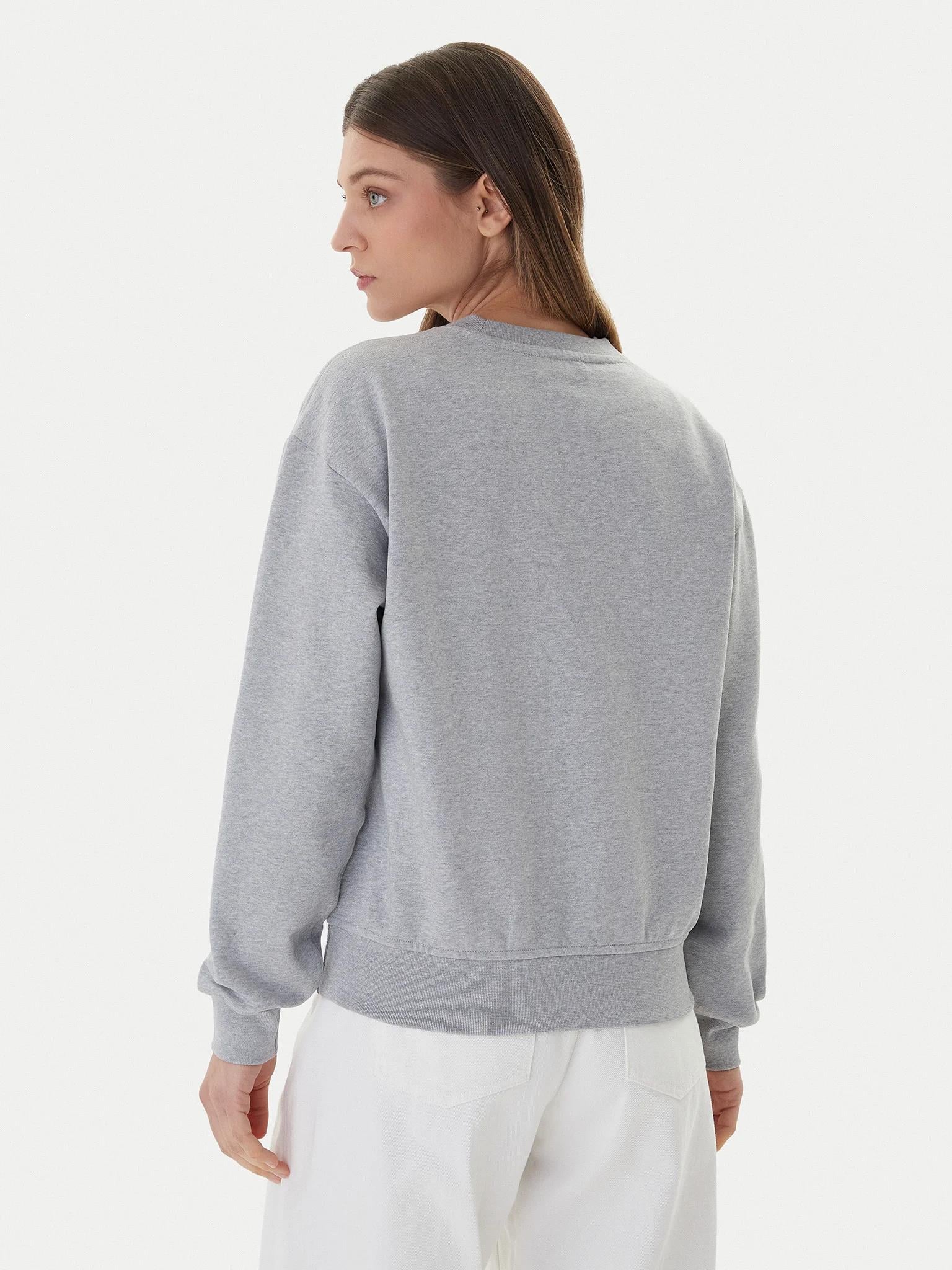 Calvin Klein Calvin Klein Kadın Normal Kalıp Pamuklu Logo İşlemeli Uzun Kollu Gri Sweatshirt LV047E825G-P79