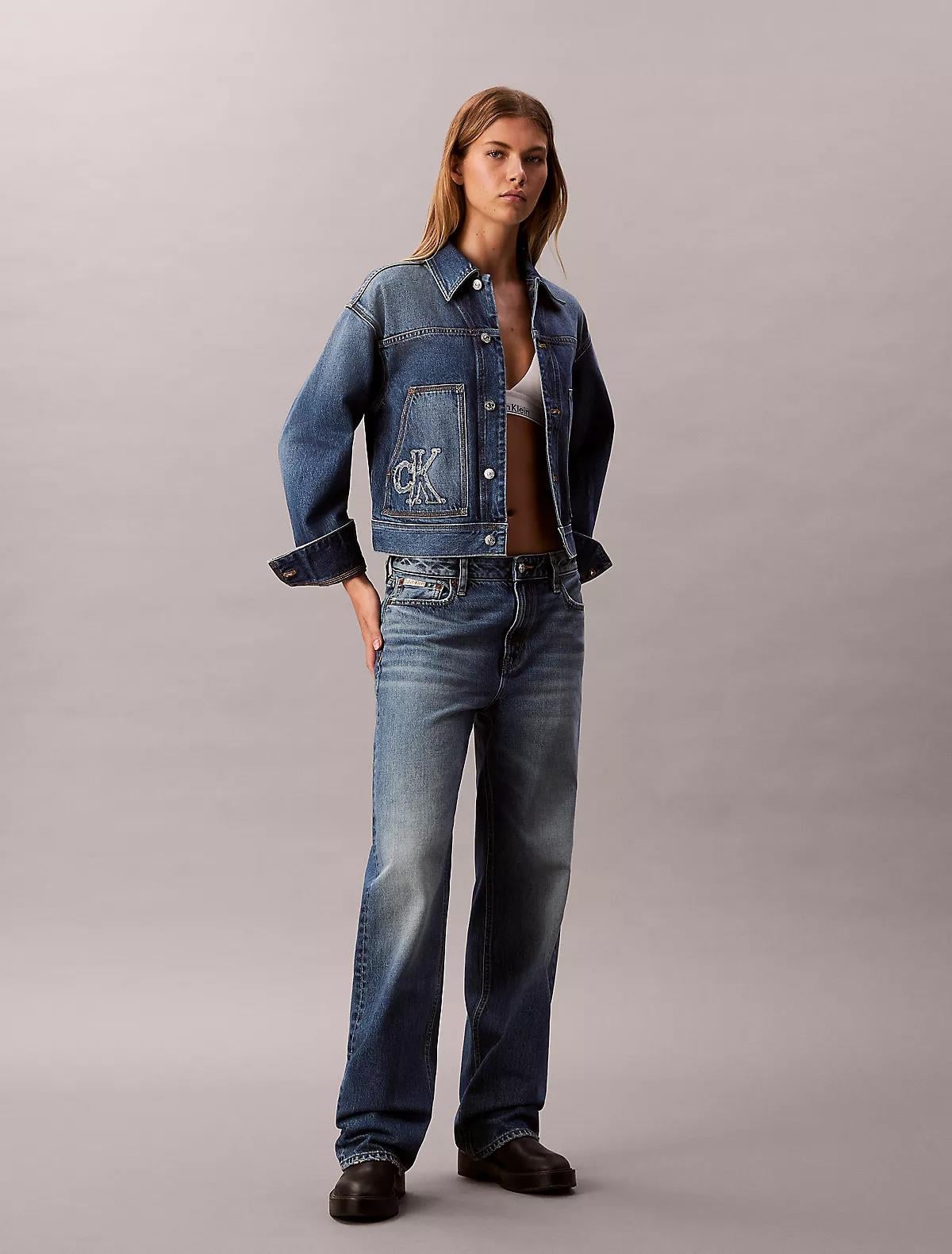 Calvin Klein Calvin Klein Kadın Normal Kalıp CK Logolu Crop Lacivert Ceket LV047E906G-3NL