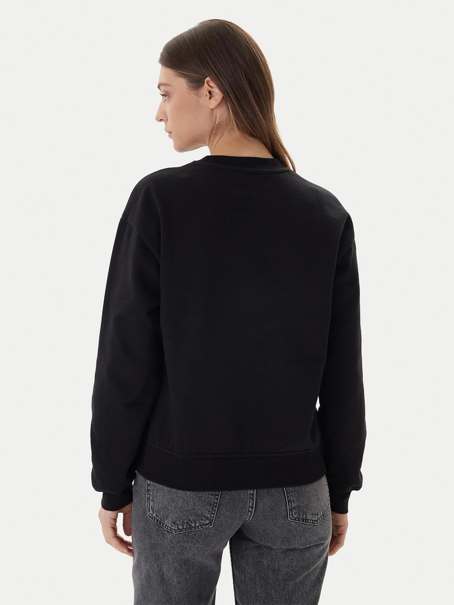 Calvin Klein Calvin Klein Kadın Normal Kalıp Pamuklu Logo İşlemeli Uzun Kollu Siyah Sweatshirt LV047E825G-UB1