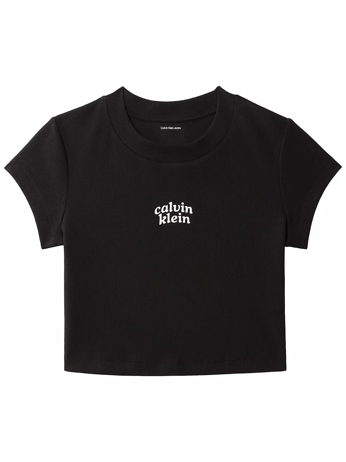Calvin Klein Calvin Klein Kadın Normal Kalıp Logo Baskılı Yuvarlak Yakalı Pamuklu Kısa Kollu Crop Siyah T-Shirt LV047G828G-UB1