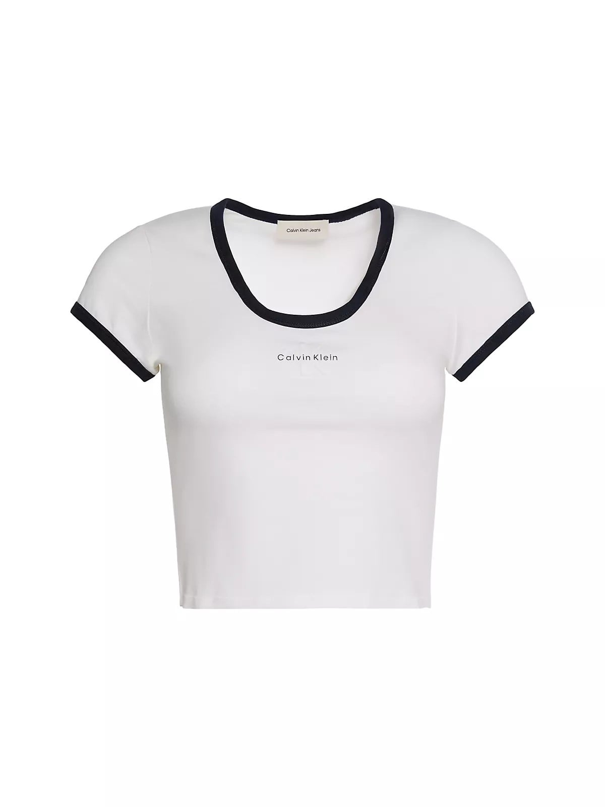 Calvin Klein Calvin Klein Kadın Normal Kalıp Yuvarlak Yakalı Logo Detaylı Kısa Kollu Crop Beyaz T-Shirt LV047G220G-YAF