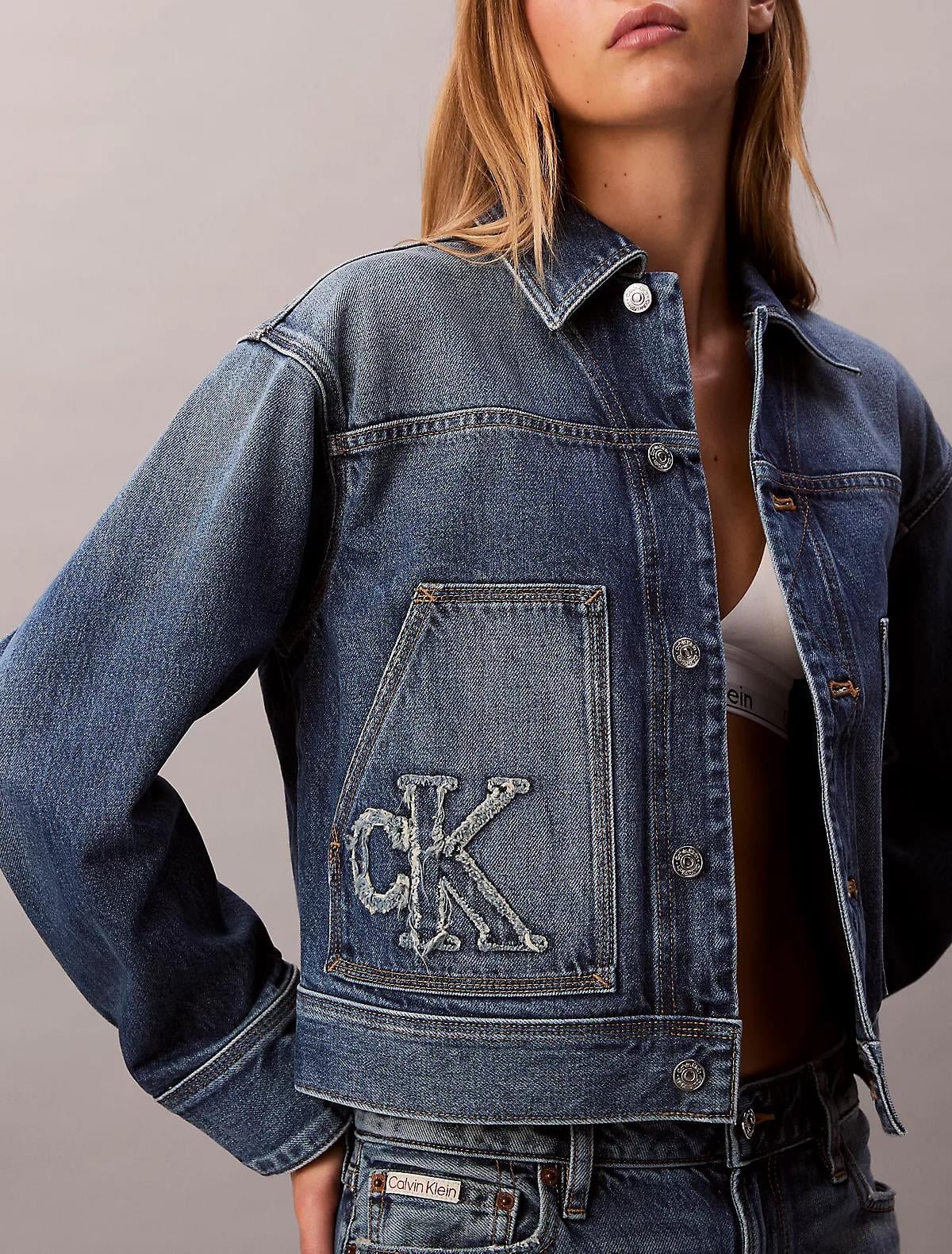 Calvin Klein Calvin Klein Kadın Normal Kalıp CK Logolu Crop Lacivert Ceket LV047E906G-3NL