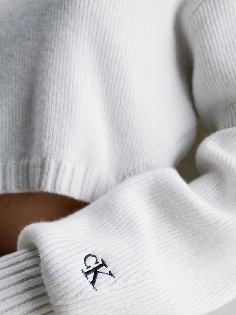 Calvin Klein Calvin Kleın Kadın Pamuklu Yuvarlak Yaka Marka Logolu Ekru Kazak J20J221962-YBI