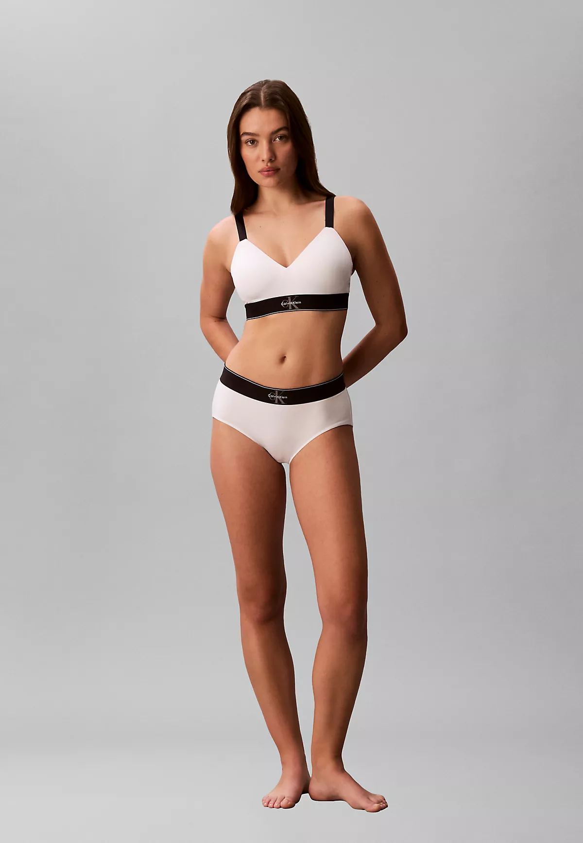 Calvin Klein Calvin Klein Kadın Pamuklu Elastik Logo Desenli Bel Bantlı Beyaz Büstiyer LV00QF8877-100