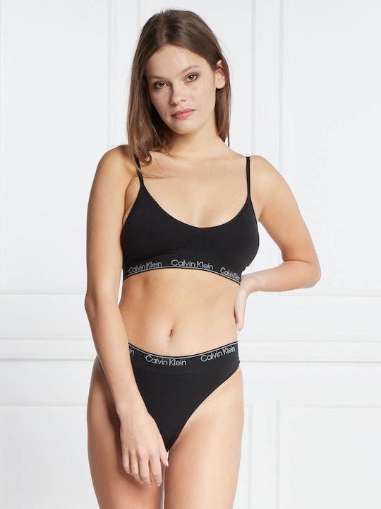 Calvin Klein Calvin Kleın Kadın Pamuklu Logo Detaylı İp Askılı Siyah Sütyen 000QF7093E-UB1