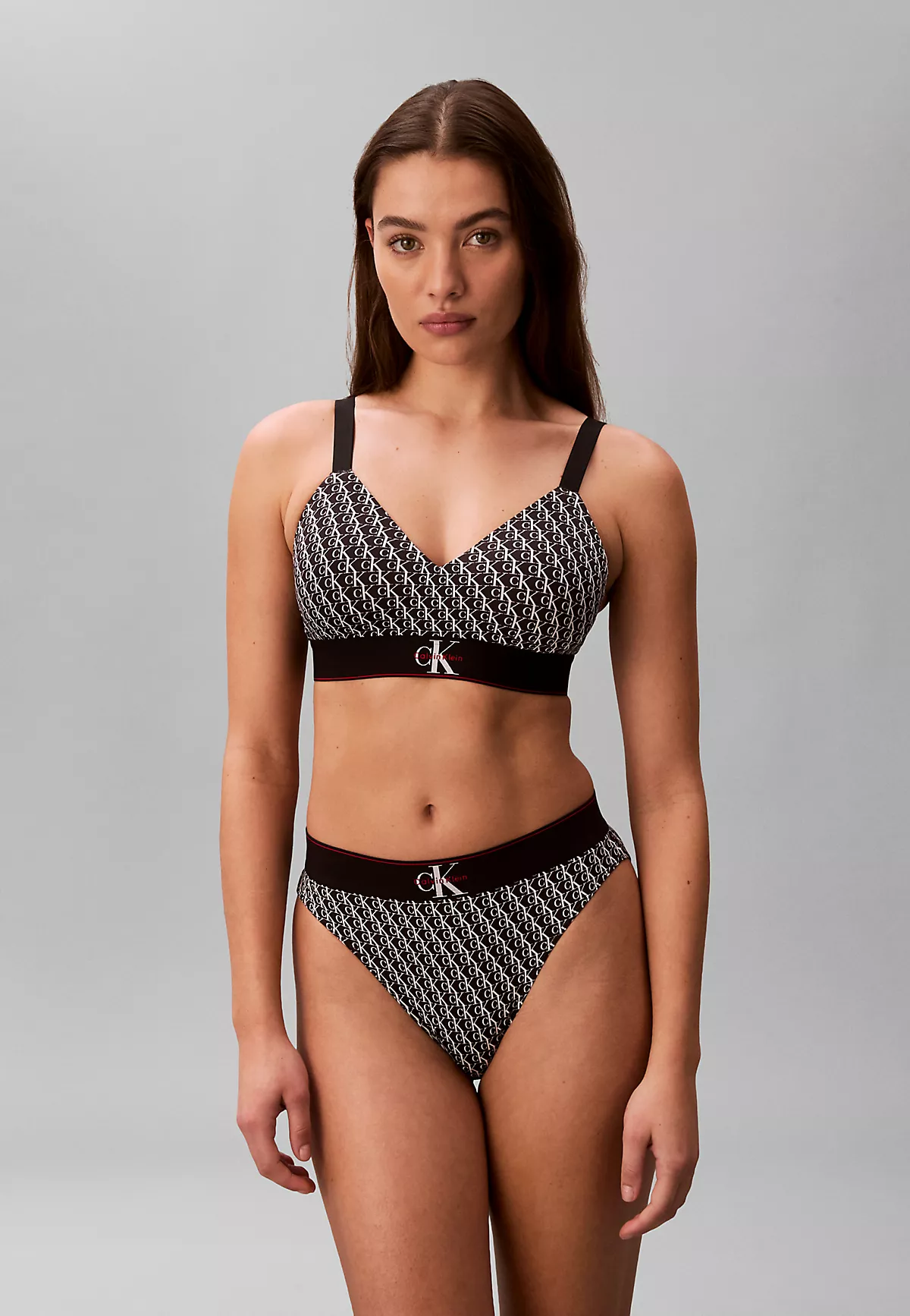 Calvin Klein Calvin Klein Kadın Pamuklu Elastik Logo Desenli Bel Bantlı Siyah Büstiyer LV00QF8877-2Y1