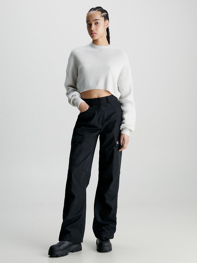 Calvin Klein Calvin Kleın Kadın Pamuklu Yuvarlak Yaka Marka Logolu Ekru Kazak J20J221962-YBI