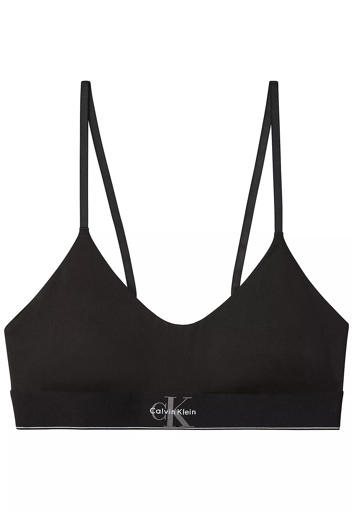 Calvin Klein Calvin Klein Kadın Pamuklu Dolgusuz Logo Etiketli Elastik Bel Bantlı Siyah Büstiyer LV00QF8814-UB1