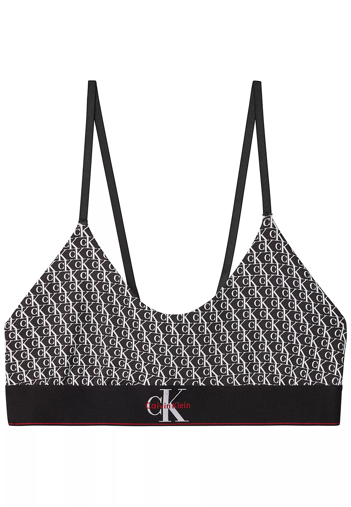 Calvin Klein Calvin Klein Kadın Pamuklu Dolgusuz Logo Etiketli Elastik Bel Bantlı Siyah-Beyaz Büstiyer LV00QF8814-2Y1