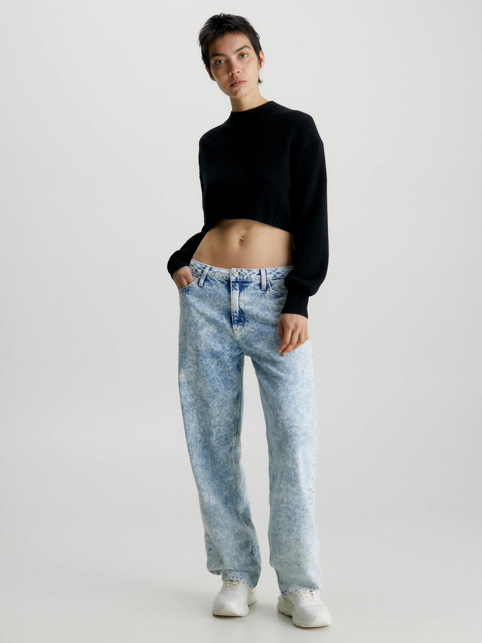 Calvin Klein Calvin Kleın Kadın Pamuklu Yuvarlak Yaka Marka Logolu Siyah Kazak J20J221962-BEH
