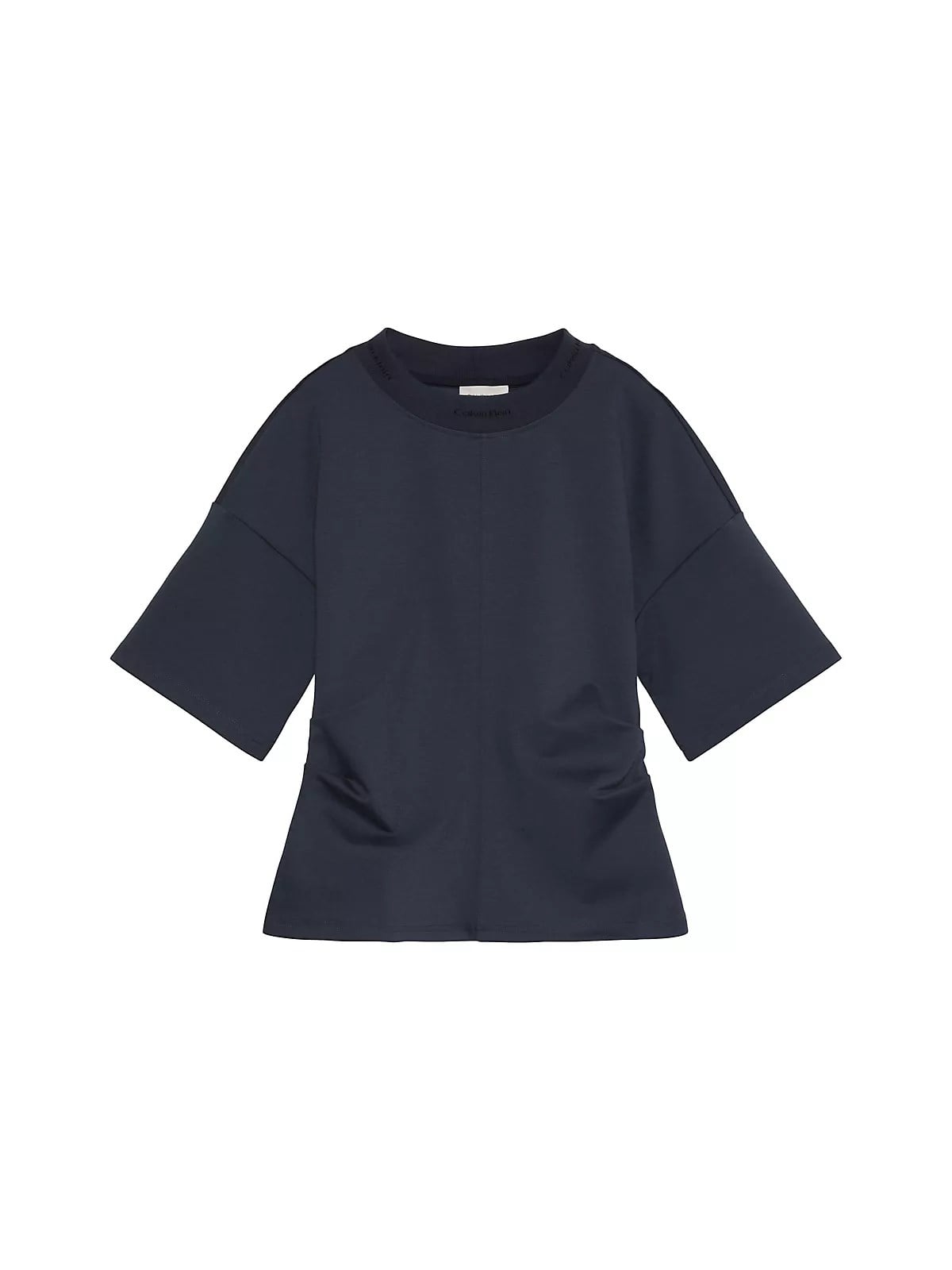 Calvin Klein Calvin Klein Kadın Pamuklu Rahat Kalıp Yuvarlak Yakalı Kısa Kollu Lacivert T-Shirt LV047G235G-CGE