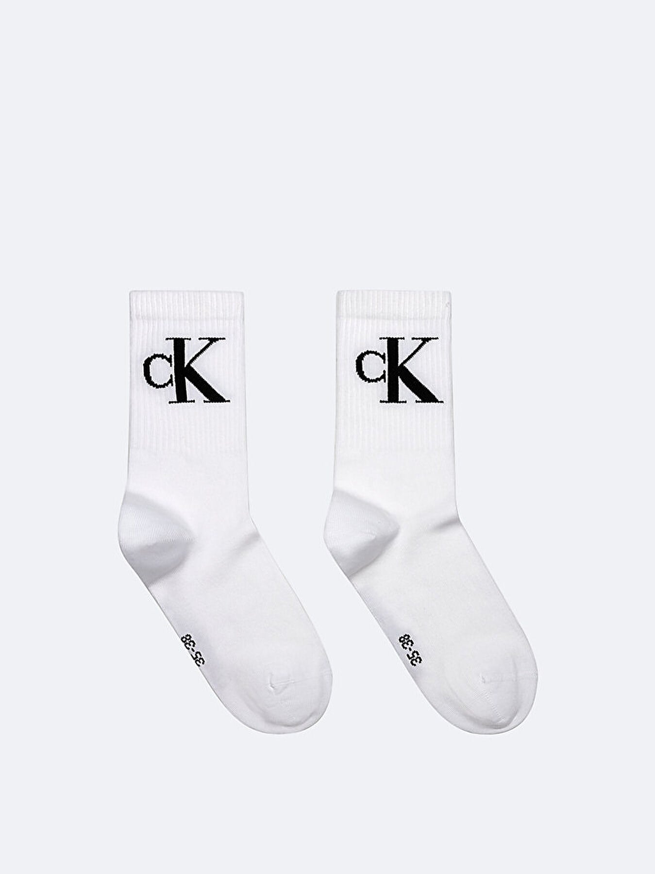 Calvin Klein Calvin Klein Kadın Pamuklu CK Logo Detaylı Uzun İkili Paket Beyaz Çorap C701228811-002