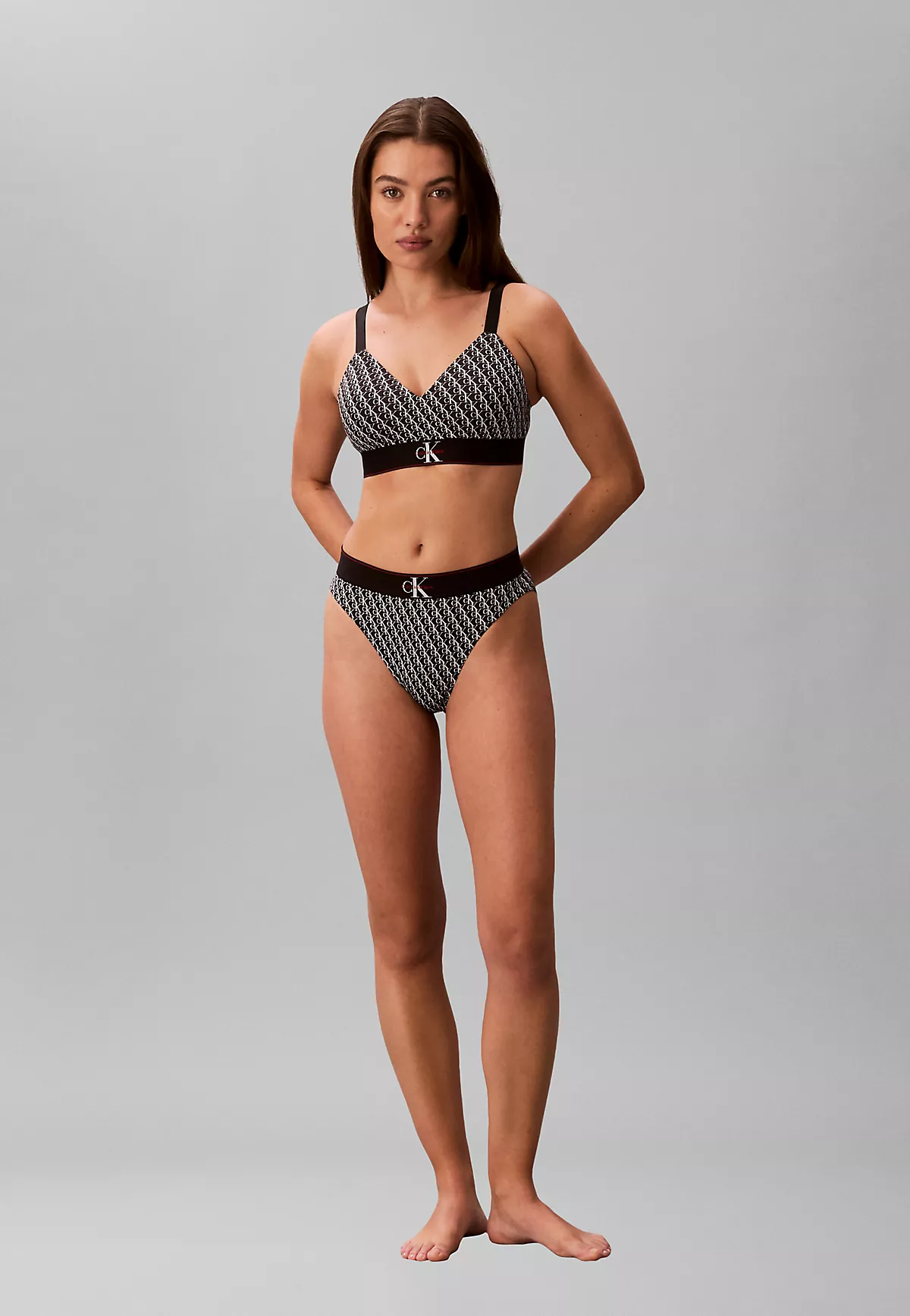 Calvin Klein Calvin Klein Kadın Pamuklu Elastik Logo Desenli Bel Bantlı Siyah Büstiyer LV00QF8877-2Y1