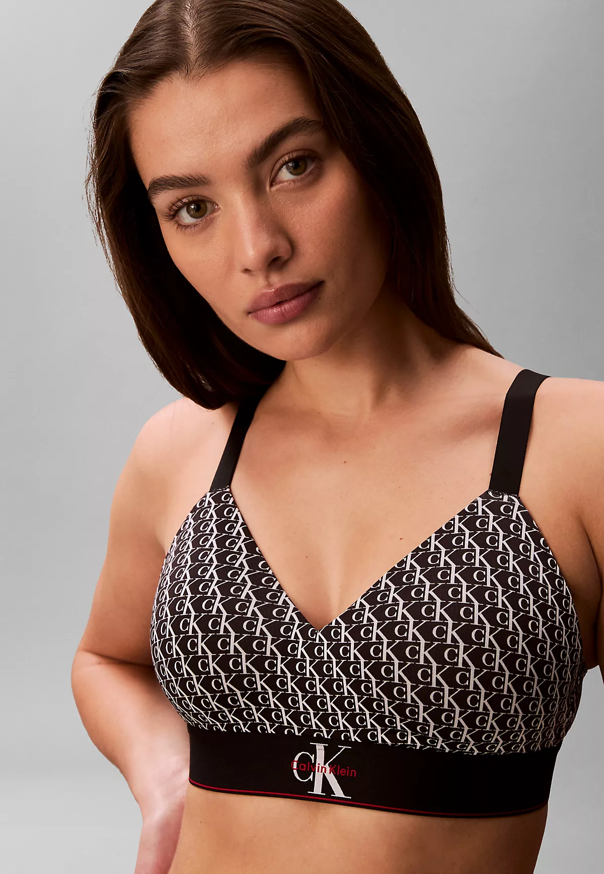 Calvin Klein Calvin Klein Kadın Pamuklu Elastik Logo Desenli Bel Bantlı Siyah Büstiyer LV00QF8877-2Y1