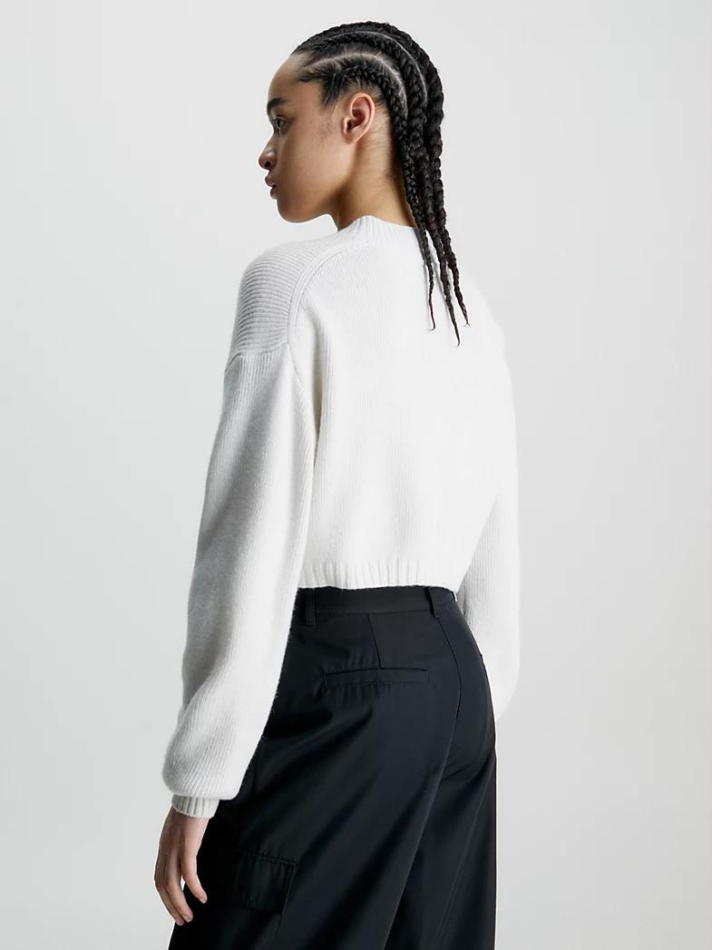 Calvin Klein Calvin Kleın Kadın Pamuklu Yuvarlak Yaka Marka Logolu Ekru Kazak J20J221962-YBI