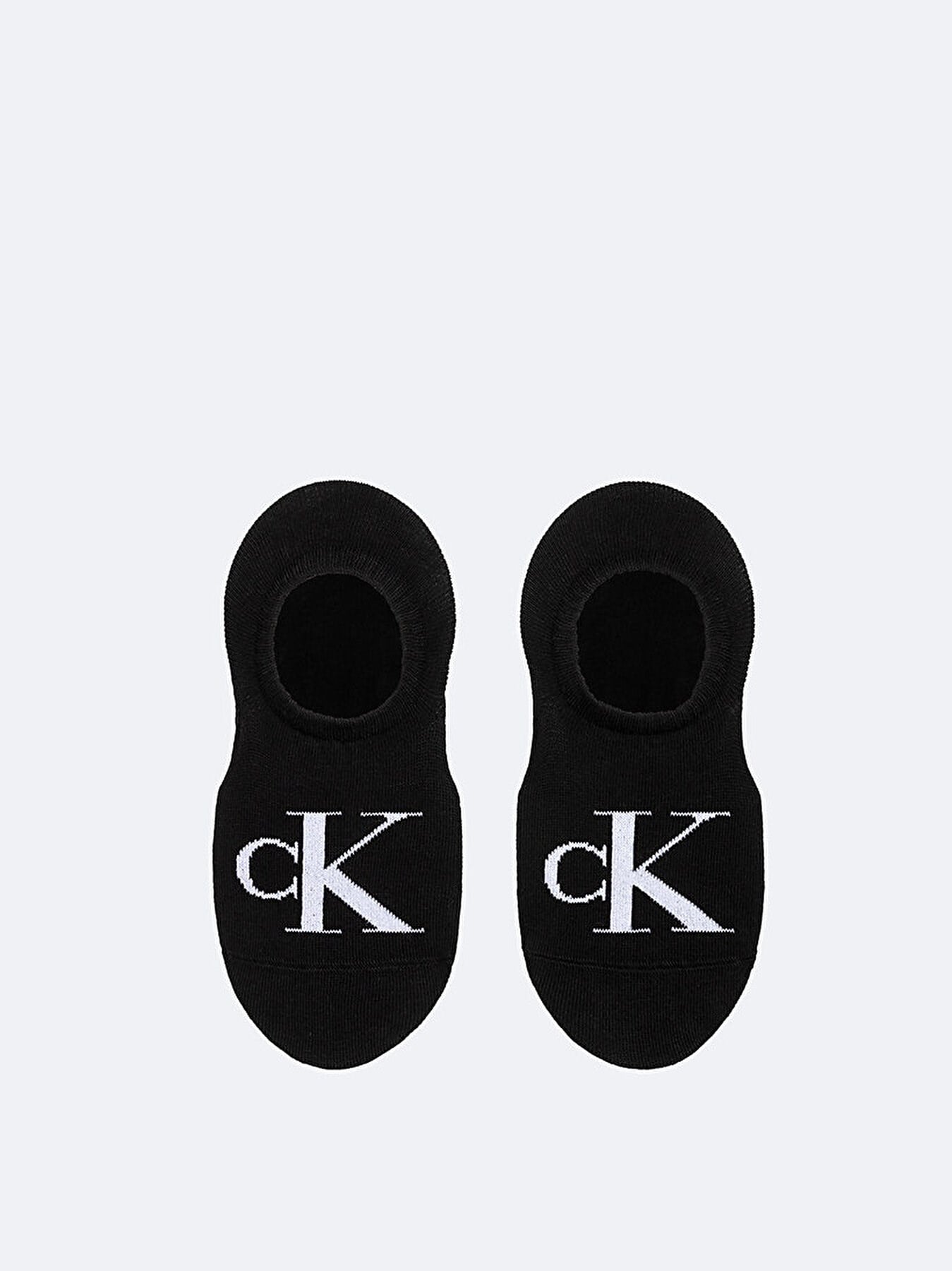 Calvin Klein Calvin Klein Kadın Pamuklu Yumuşak Kumaş CK Logo İşlemeli İkili Paket Siyah Çorap C701228817-001