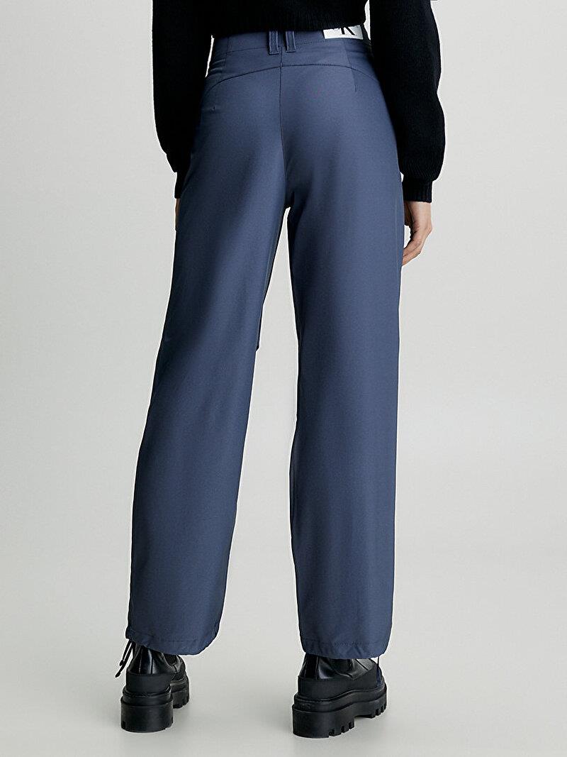 Calvin Klein Calvin Kleın Kadın Paraşüt Fermuarlı Pileli Düz Yan Cepli Mavi Pantolon J20J221859-0IM