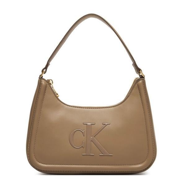Calvin Klein Calvin Klein Kadın Parlak CK Logolu Kısa Askılı Kahverengi Omuz Çantası LV04F3230G-VFU
