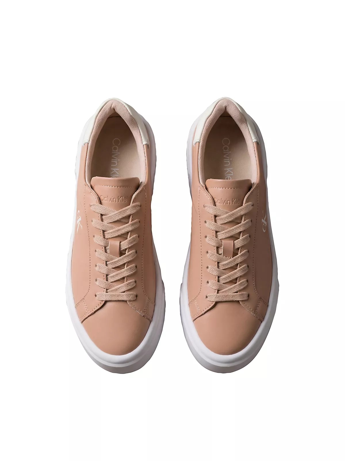 Calvin Klein Calvin Klein Kadın Platform Taban CK Logolu Deri Bej Sneaker YW0YW01928-0J7