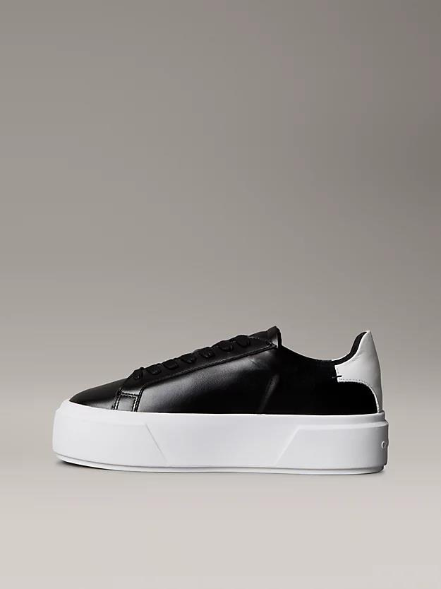 Calvin Klein Calvin Klein Kadın Platform Taban CK Logolu Deri Siyah Sneaker YW0YW01928-0GM