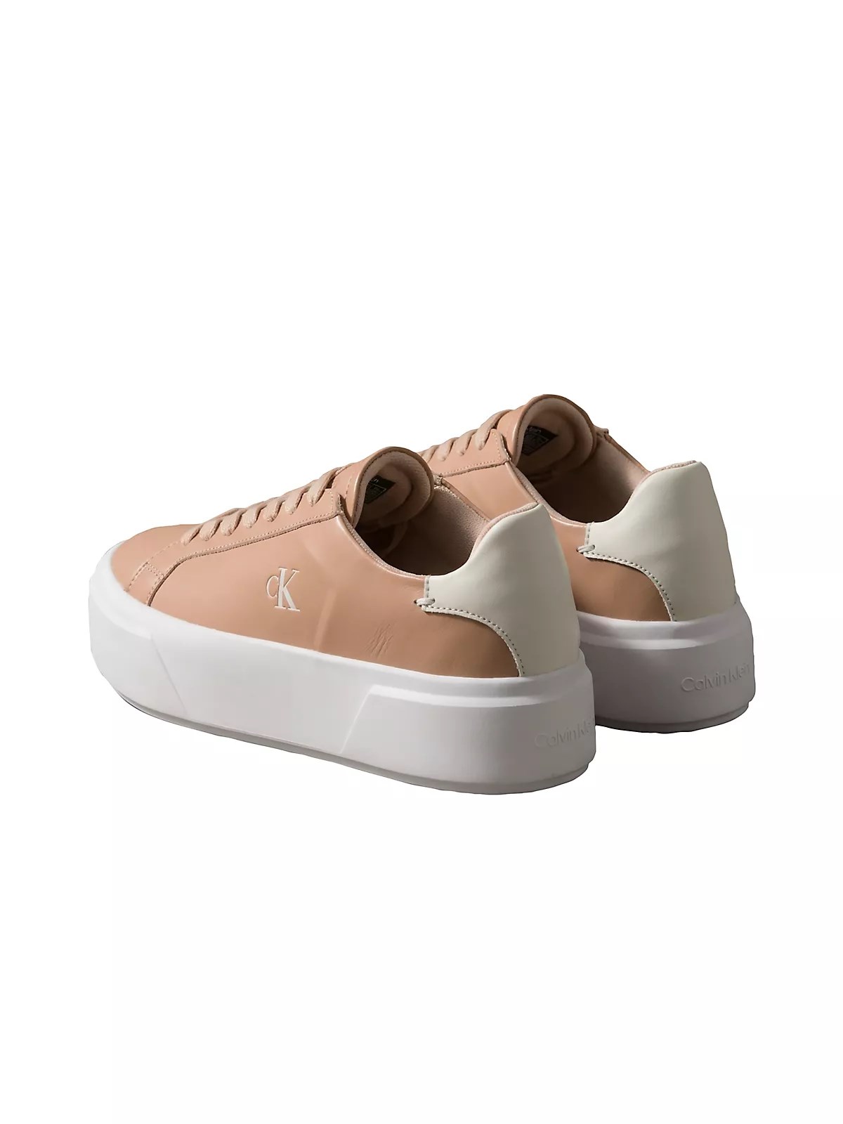 Calvin Klein Calvin Klein Kadın Platform Taban CK Logolu Deri Bej Sneaker YW0YW01928-0J7
