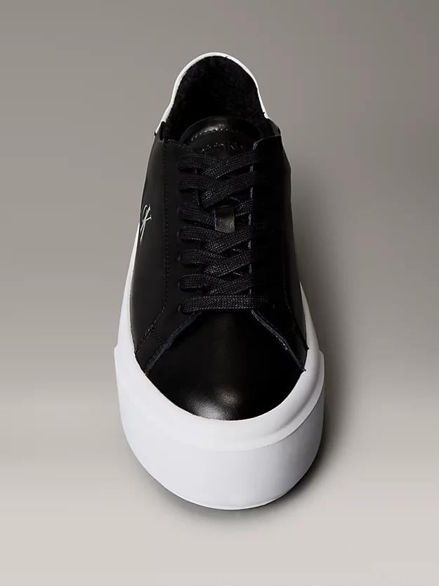 Calvin Klein Calvin Klein Kadın Platform Taban CK Logolu Deri Siyah Sneaker YW0YW01928-0GM