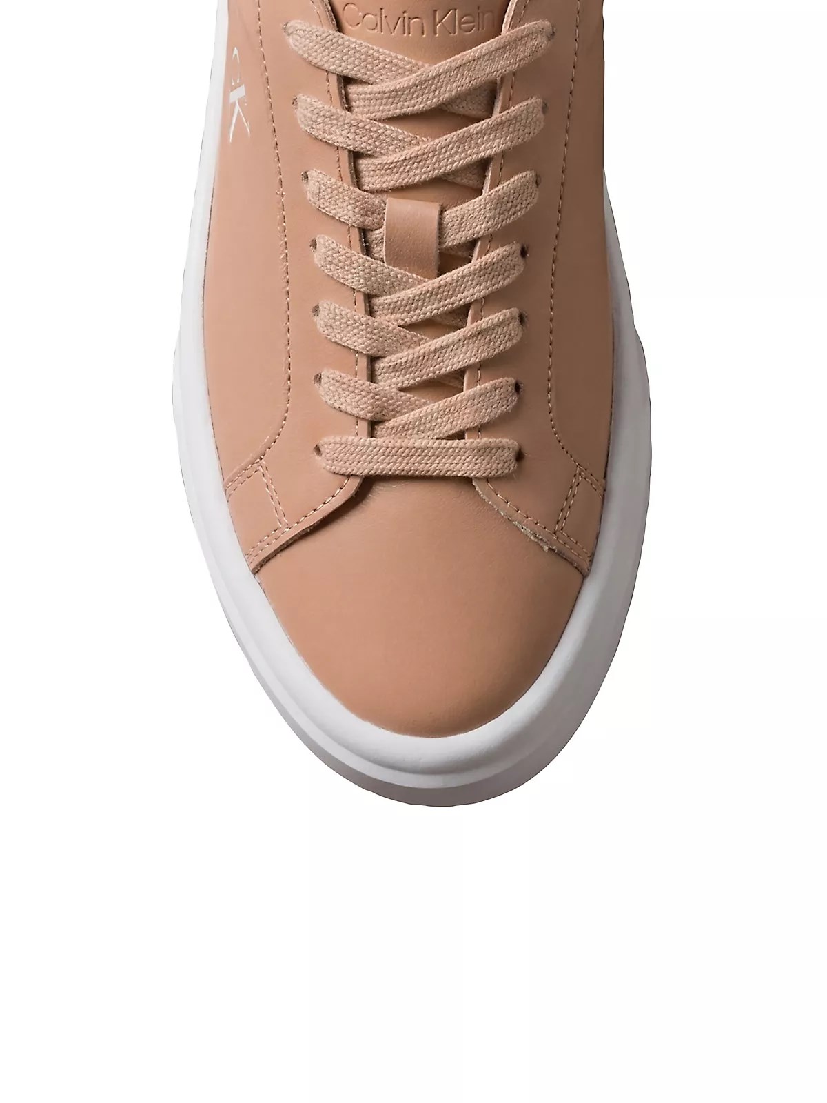 Calvin Klein Calvin Klein Kadın Platform Taban CK Logolu Deri Bej Sneaker YW0YW01928-0J7