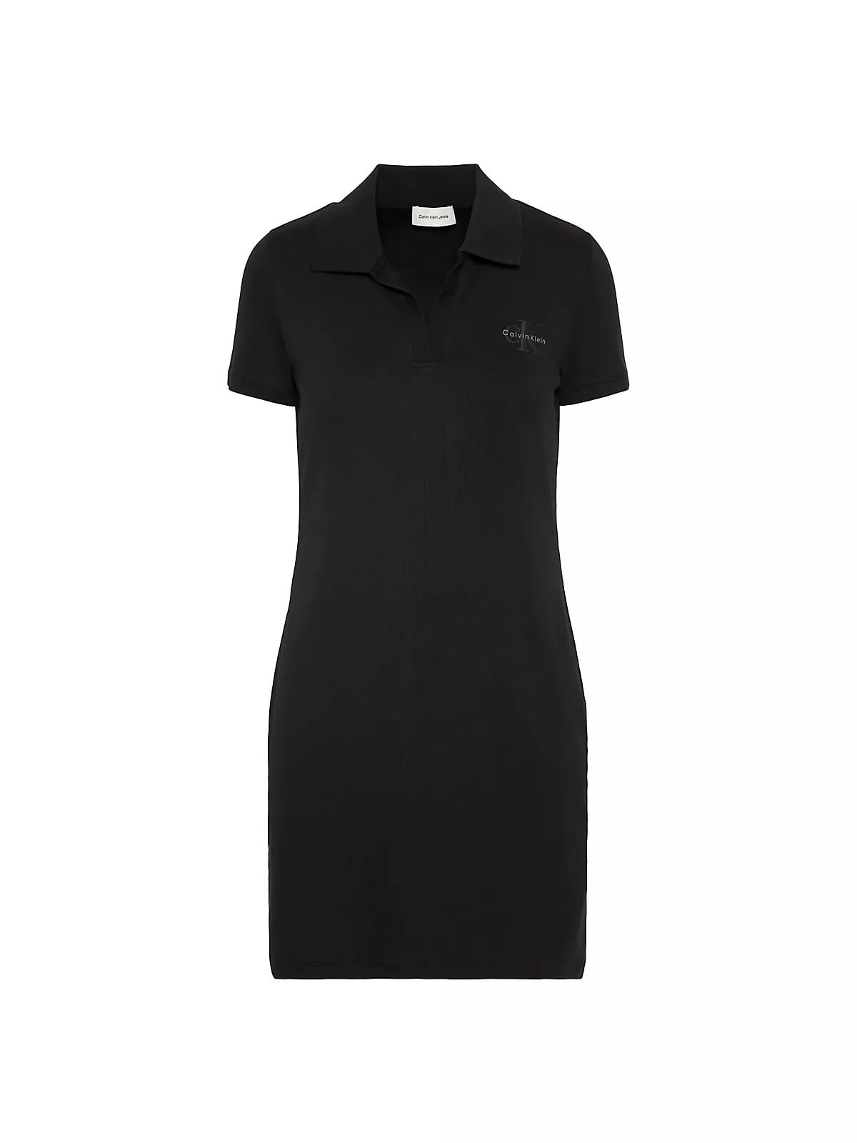 Calvin Klein Calvin Klein Kadın Polo Yaka Uzun Boy Kısa Kol Dokuma Kumaş Siyah Elbise LV047G237G-UB1