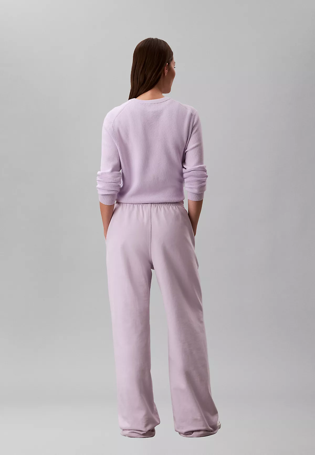 Calvin Klein Calvin Klein Kadın Rahat Kalıp Beli Lastikli CK Logo Detaylı Havlu Kumaş Geniş Paça Lila Eşofman Altı LV047F206G-3OQ