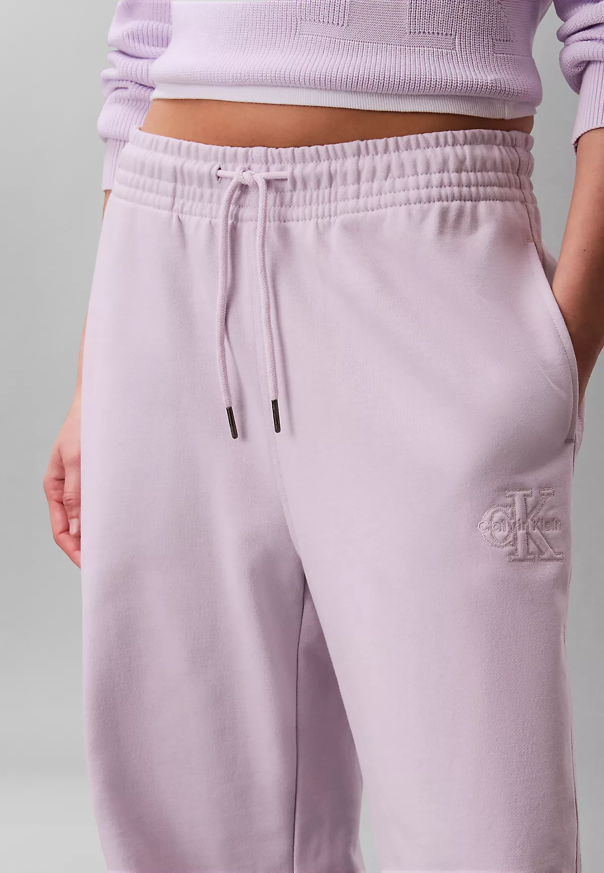 Calvin Klein Calvin Klein Kadın Rahat Kalıp Beli Lastikli CK Logo Detaylı Havlu Kumaş Geniş Paça Lila Eşofman Altı LV047F206G-3OQ
