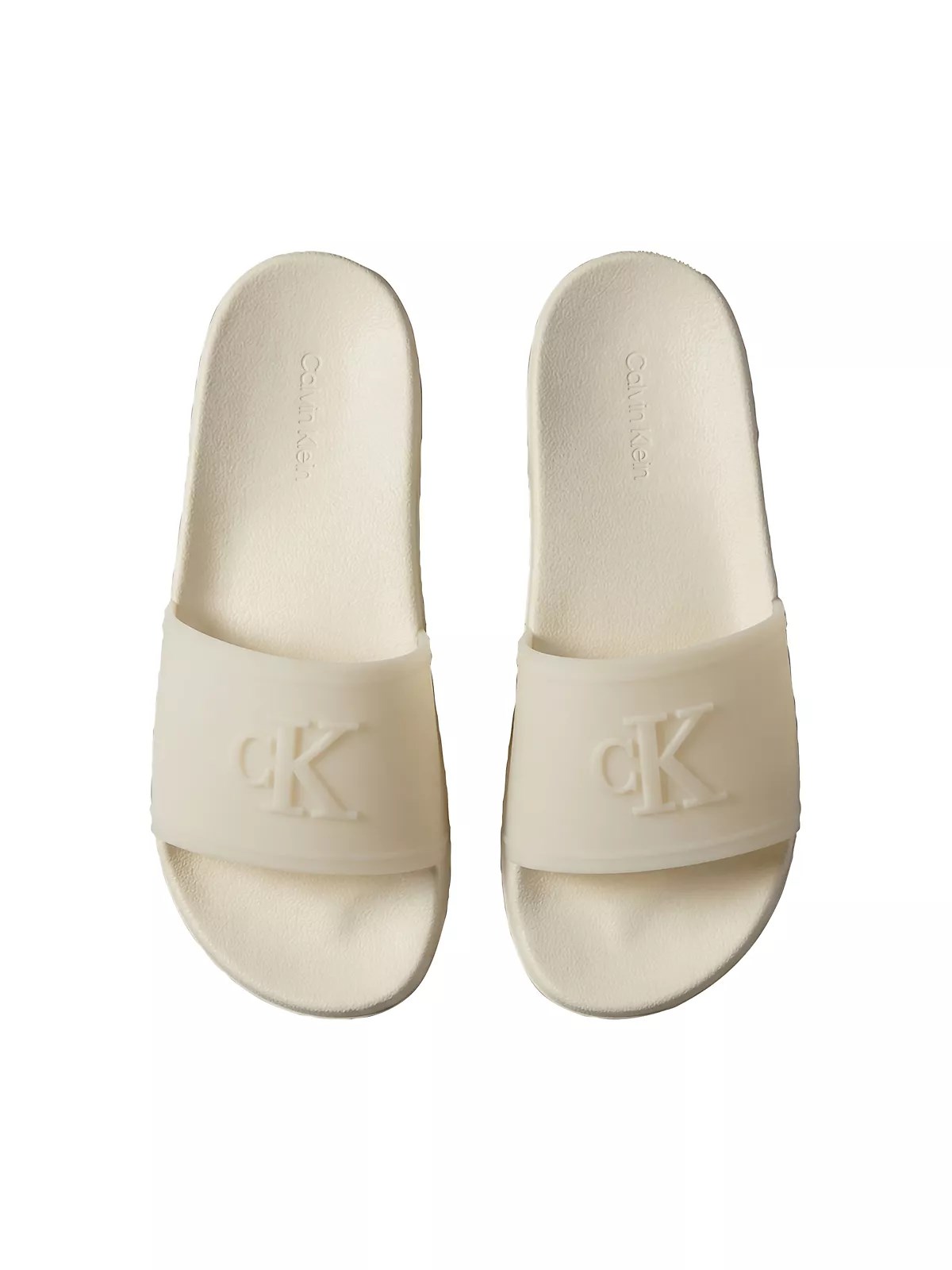 Calvin Klein Calvin Klein Kadın Rahat Taban Logo Dokulu Ekru Terlik HW0HW02959-PDV