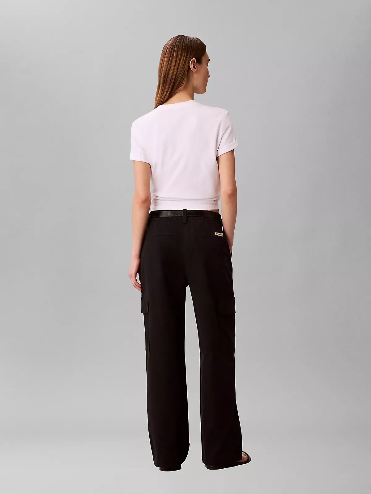 Calvin Klein Calvin Klein Kadın Rahat Kalıp Beli Lastikli Cep Detaylı Geniş Paçalı Siyah Pantolon LV047F623G-UB1