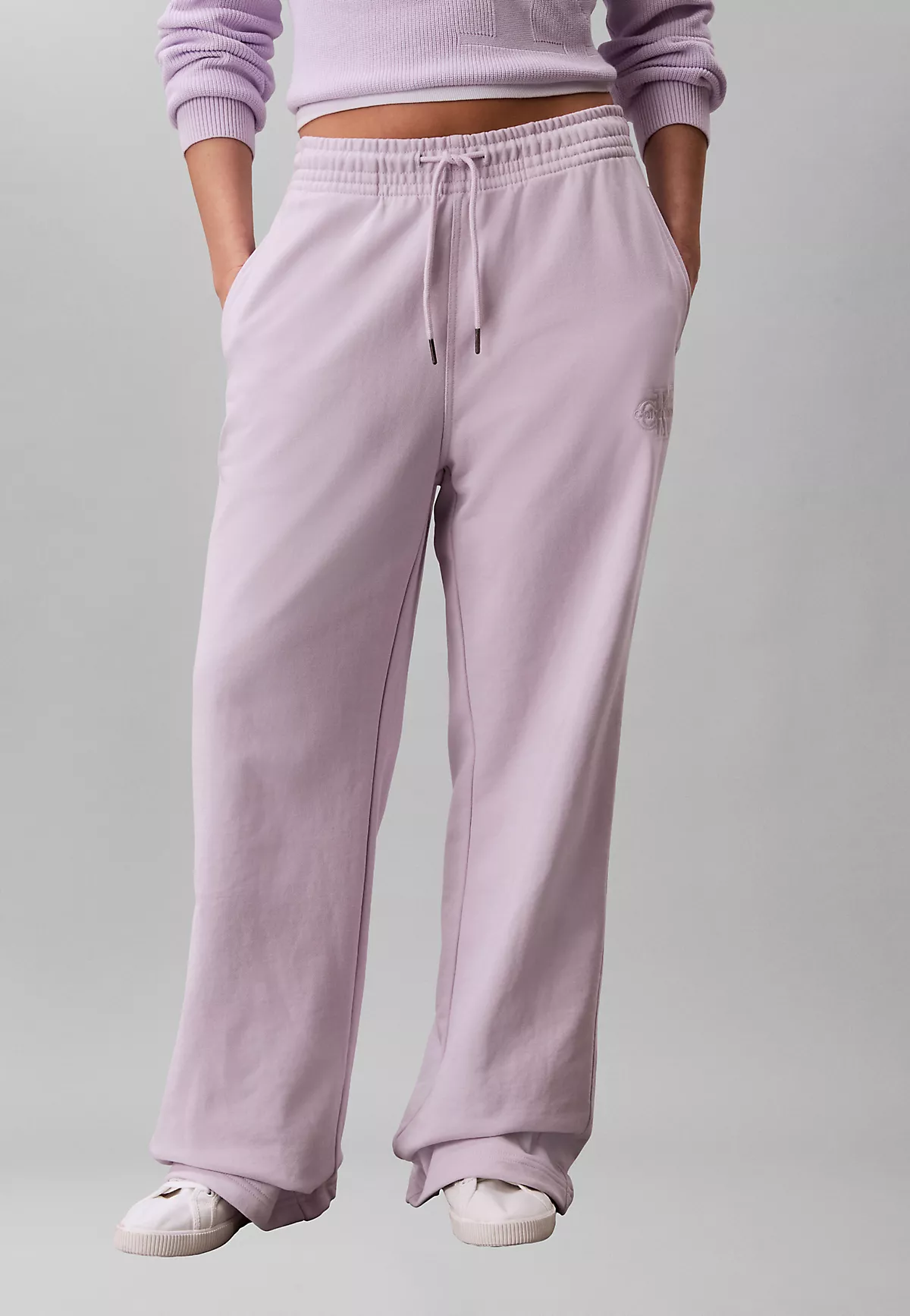 Calvin Klein Calvin Klein Kadın Rahat Kalıp Beli Lastikli CK Logo Detaylı Havlu Kumaş Geniş Paça Lila Eşofman Altı LV047F206G-3OQ