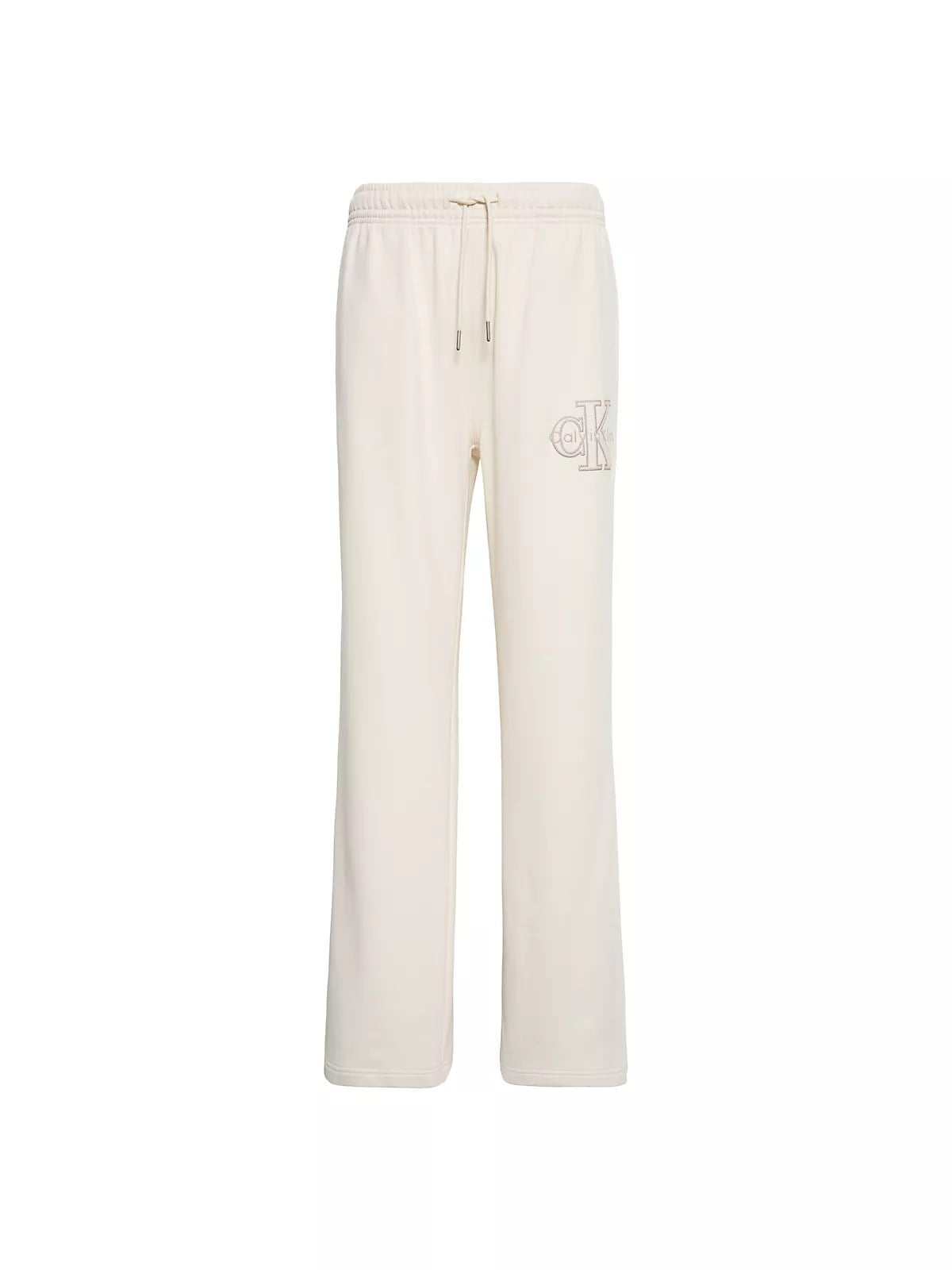Calvin Klein Calvin Klein Kadın Rahat Kesim CK Logo İşlemeli Geniş Paça Ekru Eşofman Altı LV047G822G-YAS